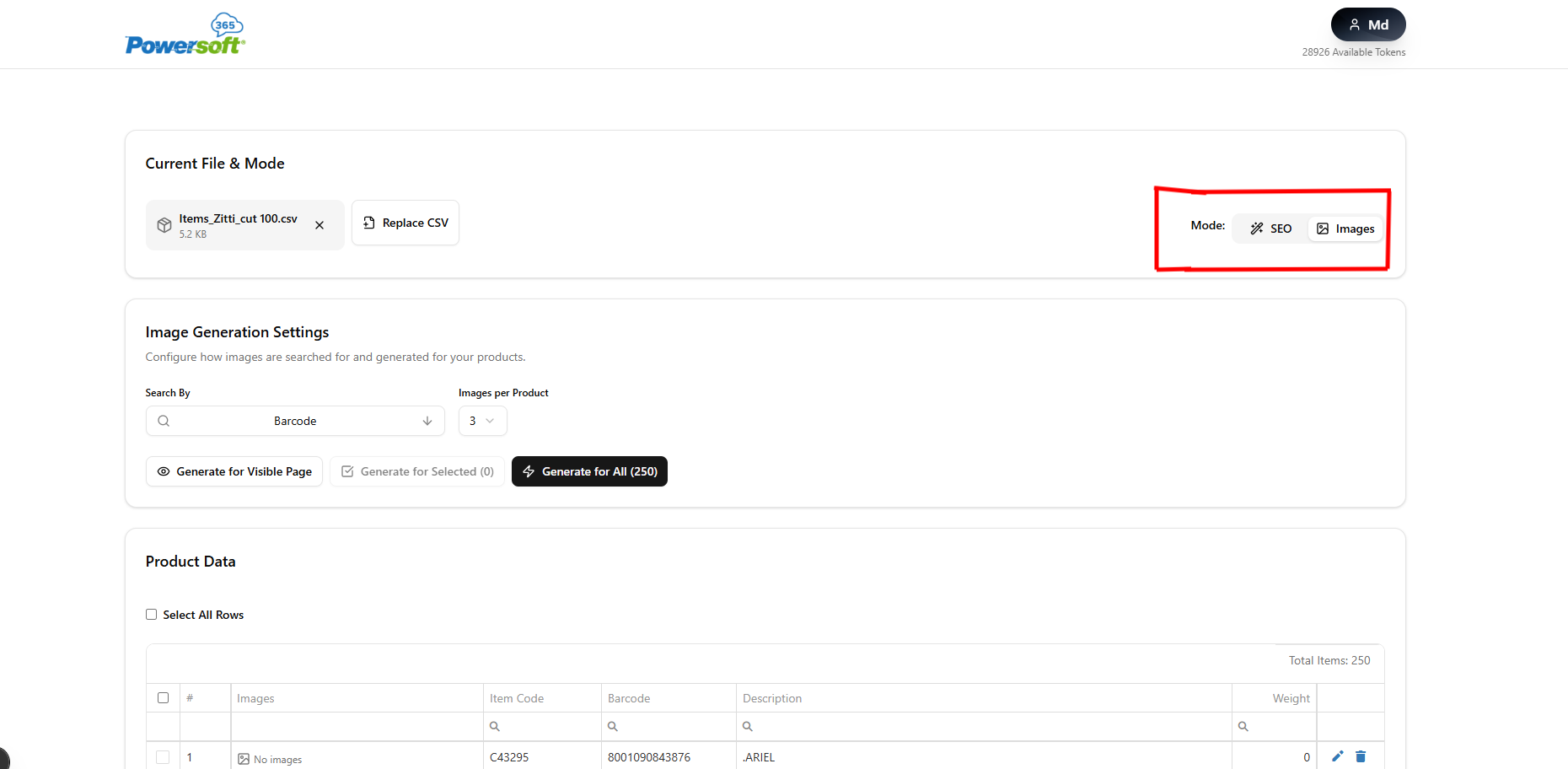 Select SEO or Images screenshot